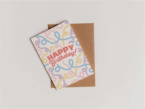 Happy Birthday Digital Printable Card Squiggles Printable Etsy