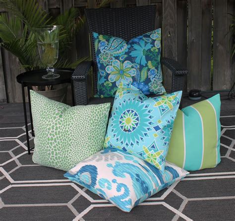 Decorative Designer Outdoor Pillow Cover Floral Turquoise Navy