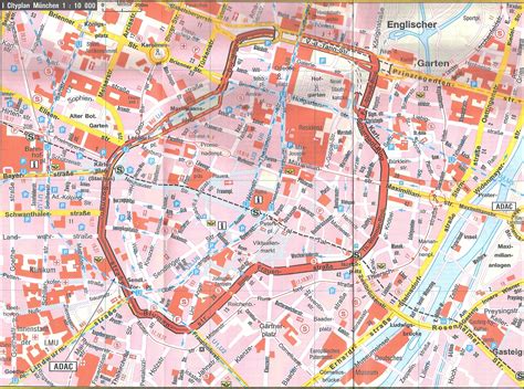 Large Detailed Tourist Map Of Central Part Of Munich City