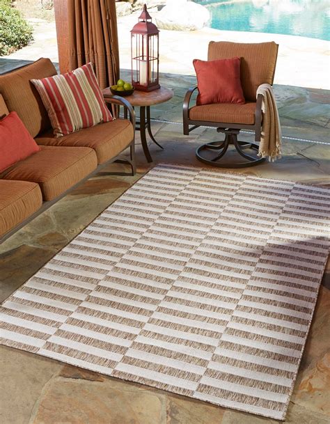 Taupe 4 X 6 Outdoor Striped Rug Esalerugs