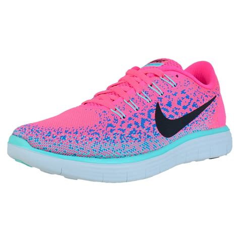 Nike Nike Womens Free Rn Distance Running Shoes Hyper Pink Black Blue