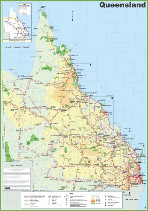 Large Detailed Map Of Queensland With Cities And Towns Road Images