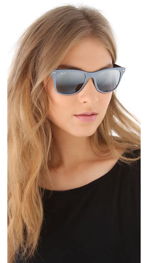 lyst ray ban light force matte wayfarer sunglasses in metallic