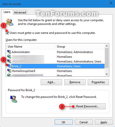 Reset Password Of User Account In Windows 10 Tutorials