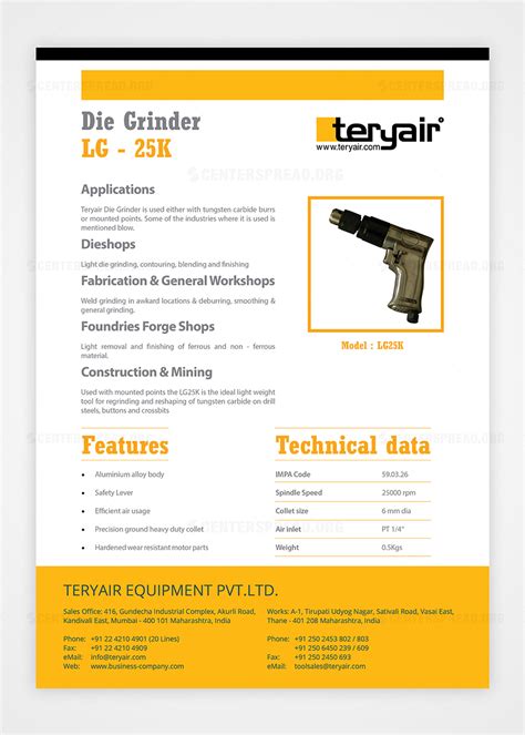 Product Specification Sheet Template Database