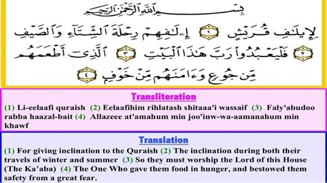 Surah Quraish Quresh سورة قريش With Arabic Text English