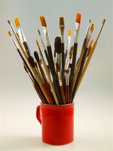 Paint Brushes On Palette Stock Photo Image Of Wood Multi 8245830