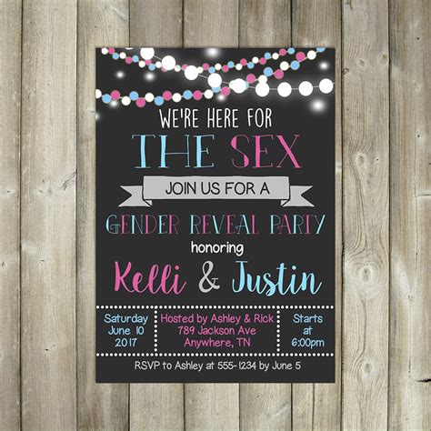Here For The Sex Gender Reveal Party Invitation Digital Etsy