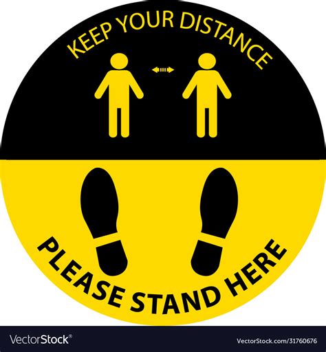 Stand Here Keep Distance Social Distancing Vector Image
