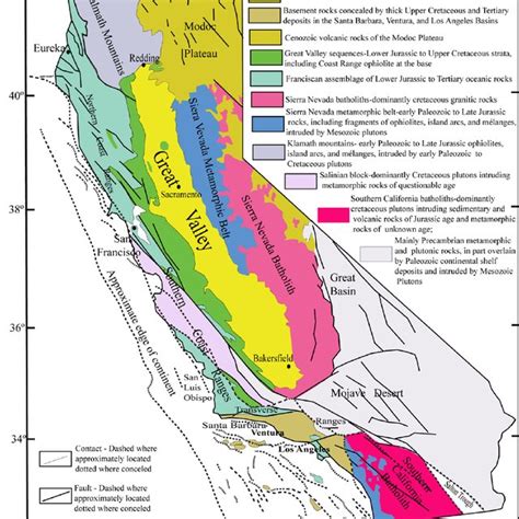 Simplified Geological Map Of California Modified After Irwin 1990 And