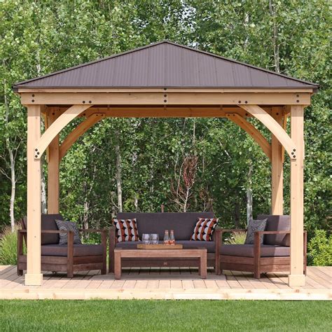 Yardistry Meridian 12 Ft W X 12 Ft D Solid Wood Patio Gazebo