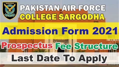 Paf College Sargodha Admission 2021 Pakistan Air Force College