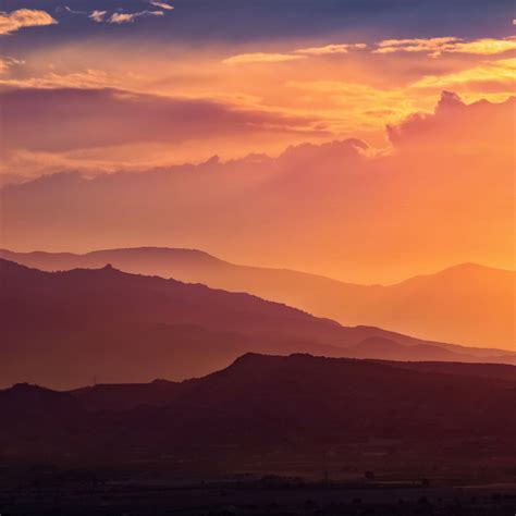 Sunset Wallpaper 4K, Mountain range, Silhouette, Landscape, Nature, #4928