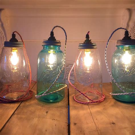 Vintage Mason Jar Lamps With Led Filament Bulbs