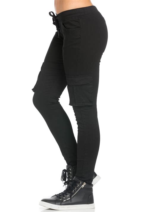 Mid Rise Skinny Black Cargo Pants Black Cargo Pants