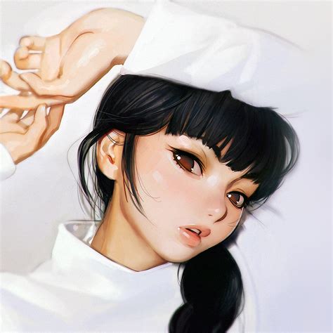 Aw25 Ilya Kuvshinov Anime Girl Shy Cute Illustration Art White Wallpaper
