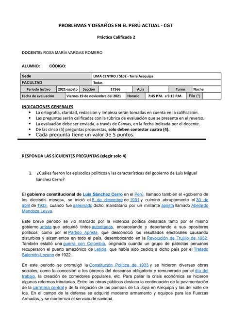 Formato De Evaluacion De Practica Calificada Cgt Problemas Y