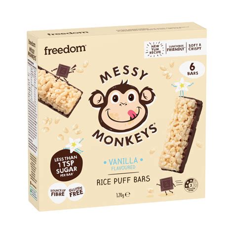 Buy Messy Monkeys Vanilla Rice Puff Bars 6x20g 120g Coles