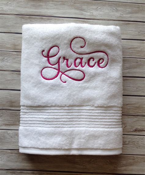Personalized Calligraphy Embroidered Bath Towel Ganovi And Co