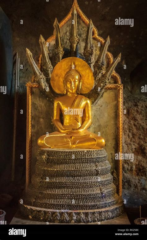 Phang Nga Thailand January 25th 2014 Golden Statue Of Buddha In