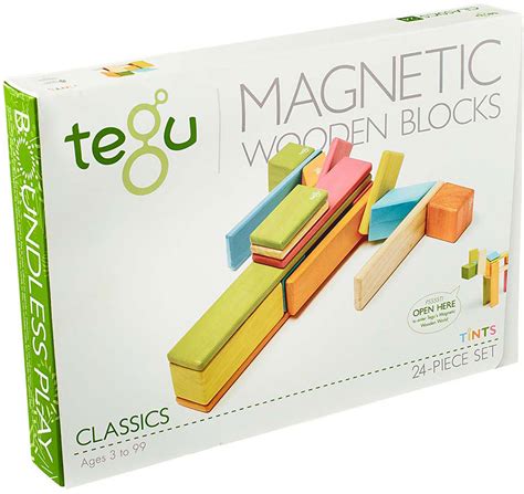 Tegu Magnetic Wooden Blocks Classics 24 Piece Set Tints The Good
