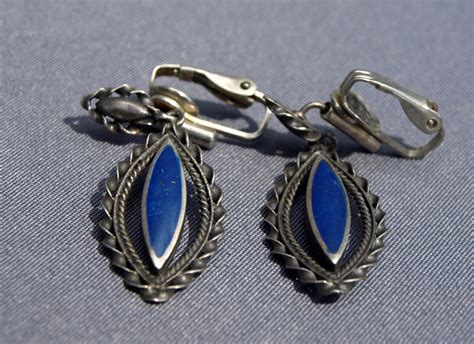 Vintage Boma Sterling Silver Dangle Earrings With Lapis Lazuli Etsy
