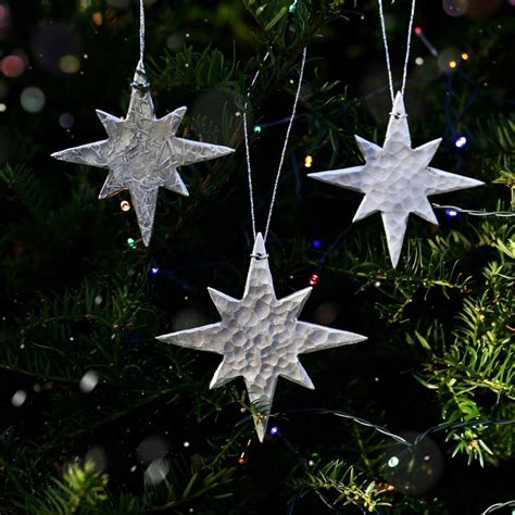 Silver Star Hanging Decoration Set Of Four By Coach House Forge