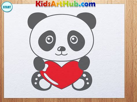 How To Draw Valentine Day Panda With Heart Valentines Day Drawing