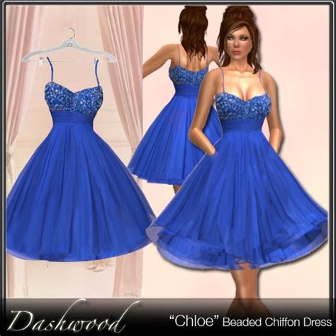 Second Life Marketplace Chloe Beaded Chiffon Cocktail Dress Royal