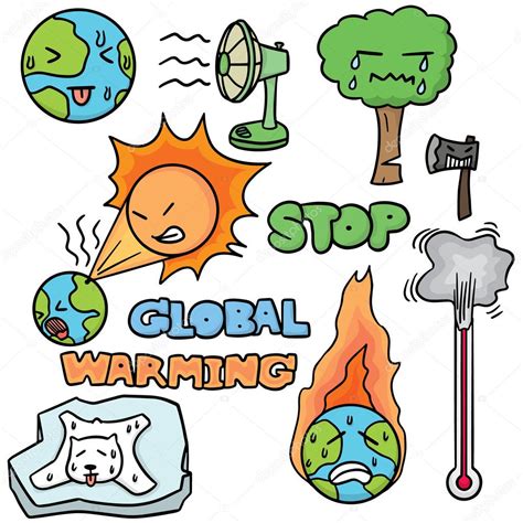 Vector conjunto de calentamiento global Archivo Imágenes Vectoriales