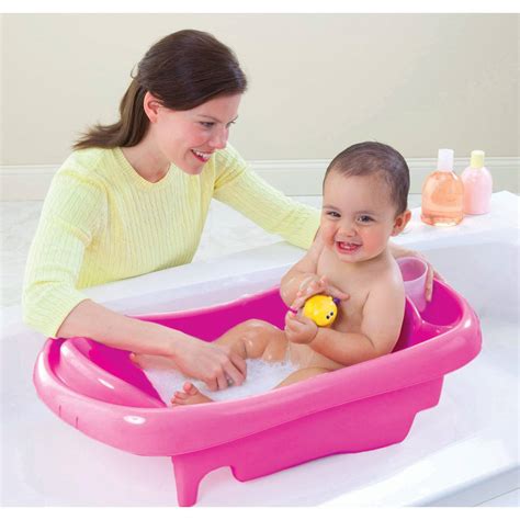 A baby bathtub can help prop up your wriggling newborn and make bath time safer and more enjoyable for everyone. Deluxe Newborn To Toddler Tub (Pink) baby bath tub w/sling ...
