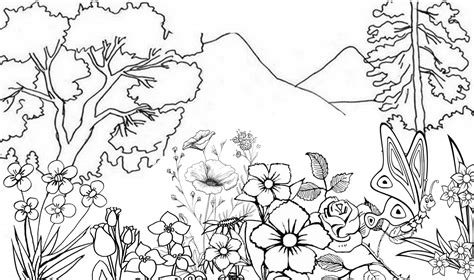 Sketsa Gambar Taman Bunga Studyhelp
