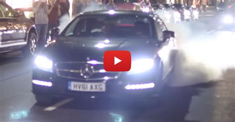 crazy mercedes cls amg smoking up london streets alt driver