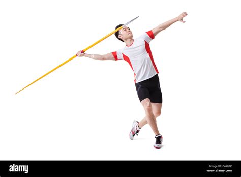 Male Athlete Throwing Javelin Stock Photo Alamy