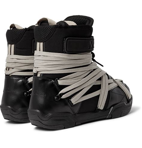 Rick Owens Moncler Amber Canvas Trimmed Leather Snow Boots Black