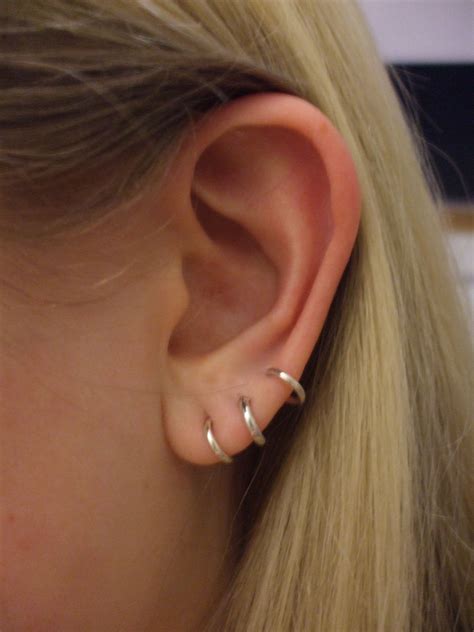 Triple Lobe Ear Lobe Piercings Ear Ear Piercings