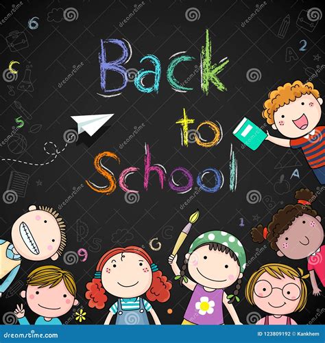 Happy School Kids And Back To School Background Stock Vector
