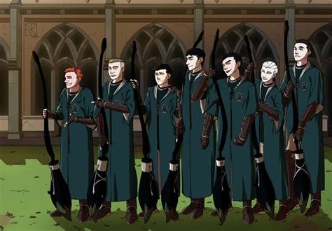 Quidditch is the main sport of the wizarding community. Slytherin Quidditch team Draco Malfoy