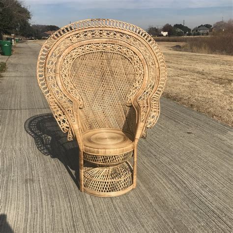 We also have a wide range of wicker arm chairs, wicker rocking chairs, wicker gliding chairs, and wicker ottomans that will help to complete your look. Peacock Emmanuelle High Back Wicker Throne Armchair | Chairish