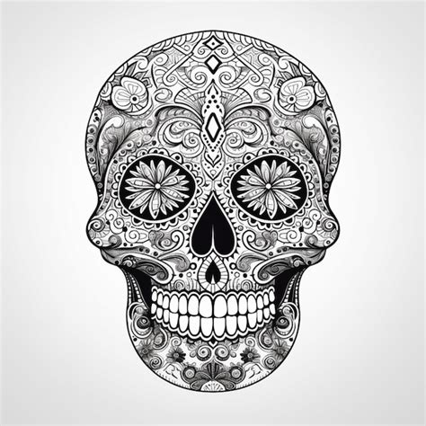 Premium Ai Image Day Of The Dead Skull Vector Art Illustration