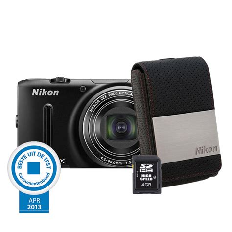Nikon Coolpix S9500 Compact Camera Zwart Complete Kit
