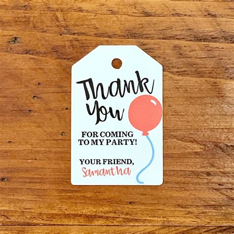 Thank You For Coming To My Party Tags Kids Birthday Party Etsy