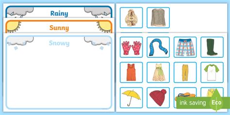 Weather And Clothes Lesson Plan Sorting Activity Twinkl