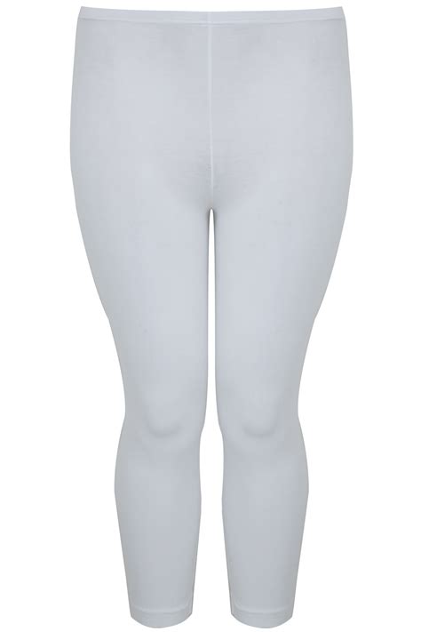 white cotton elastane cropped leggings plus size 16 to 30