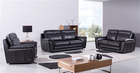 Black Contemporary Living Room Set Finest Genuine Italian