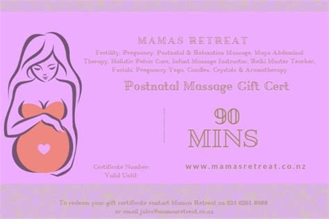 Postnatal Massage 90 Mins T Certificate Mamasretreat