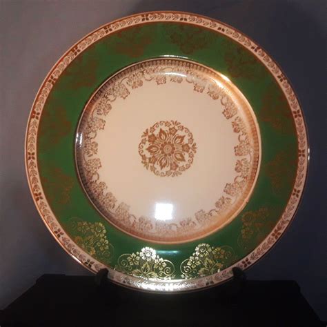 Crown dinner plates specially designed for home, kitchen, western restaurant or hotel; Crown Ducal, Large Dinner Plate, Hunter Green, Gold ...