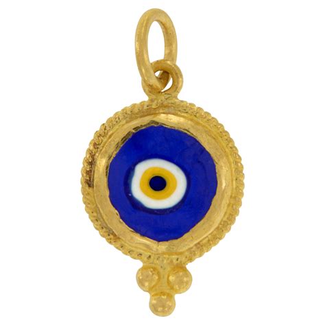 Evil Eye Diamond And Sapphire Pendant Charm In Sterling Silver And