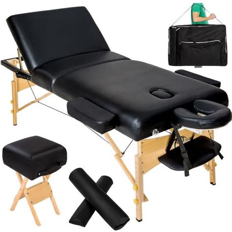Tectake Table De Massage Pliante 3 Zones 13 Cm Depaisseur Noir