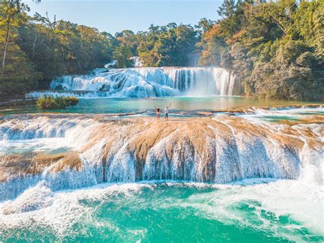 Rundreisende Mexiko Wasserfall Von Agua Azul